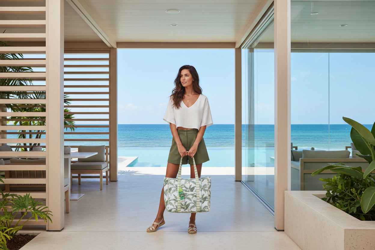 Striped Beach Bag - Sumatra Collection | Large Tote with Rope Handles