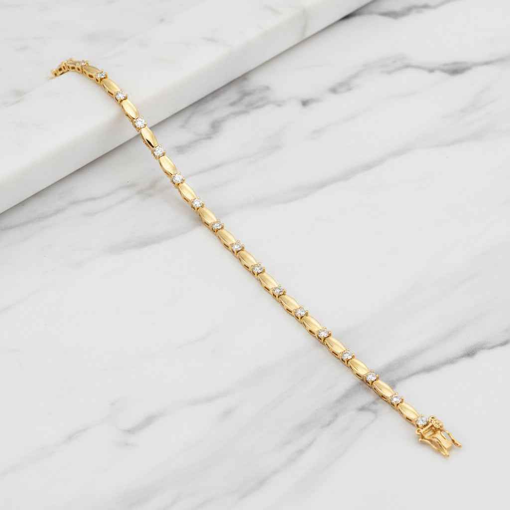 18ct Heavy Yellow Gold Plated SWAROVSKI® Crystal Tennis Bracelet | USA Made | 7", 7.5", 8"