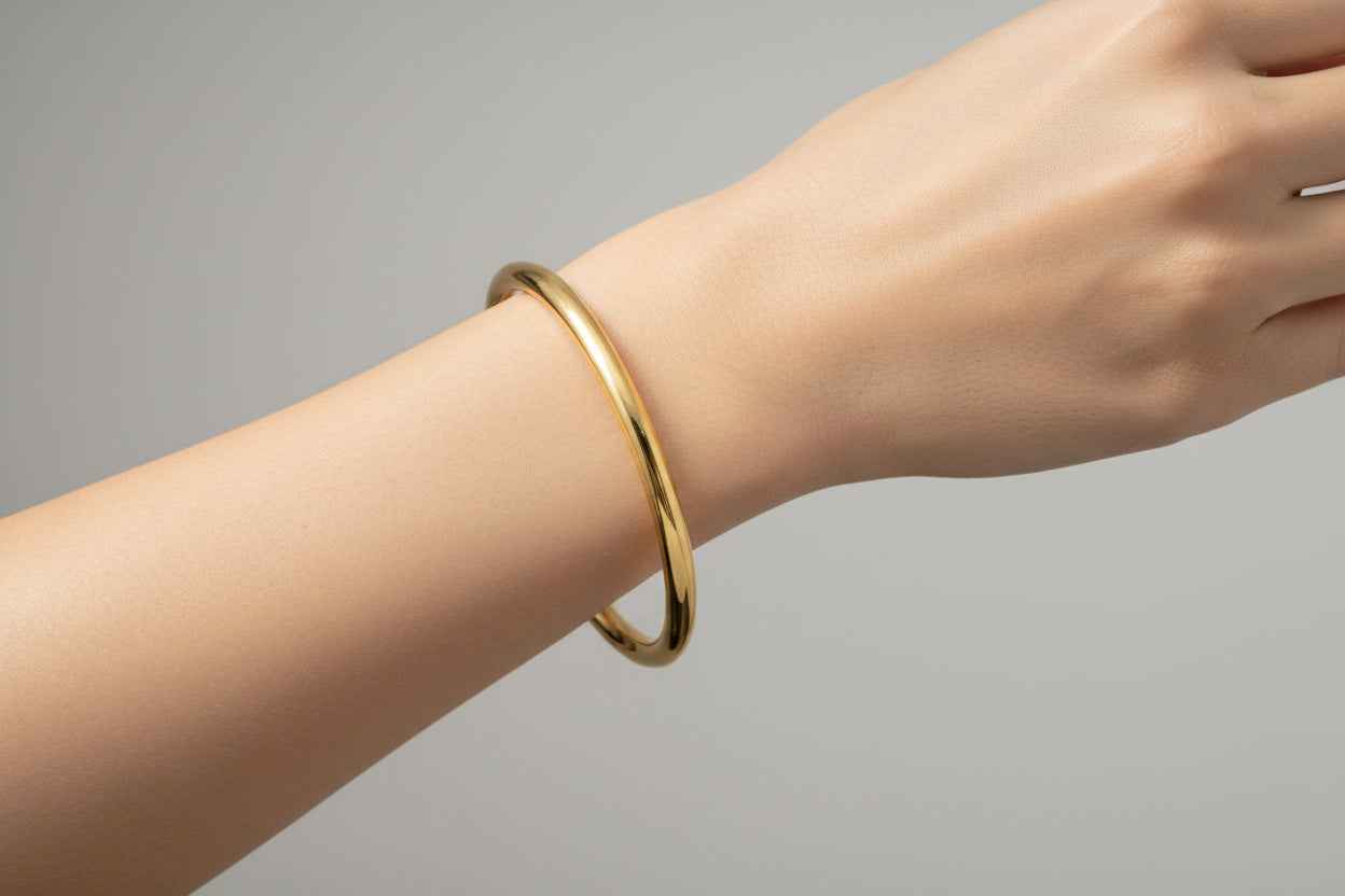 18ct Heavy Yellow Gold Plated Classic Golf Bangle | USA Made | 5mm Width