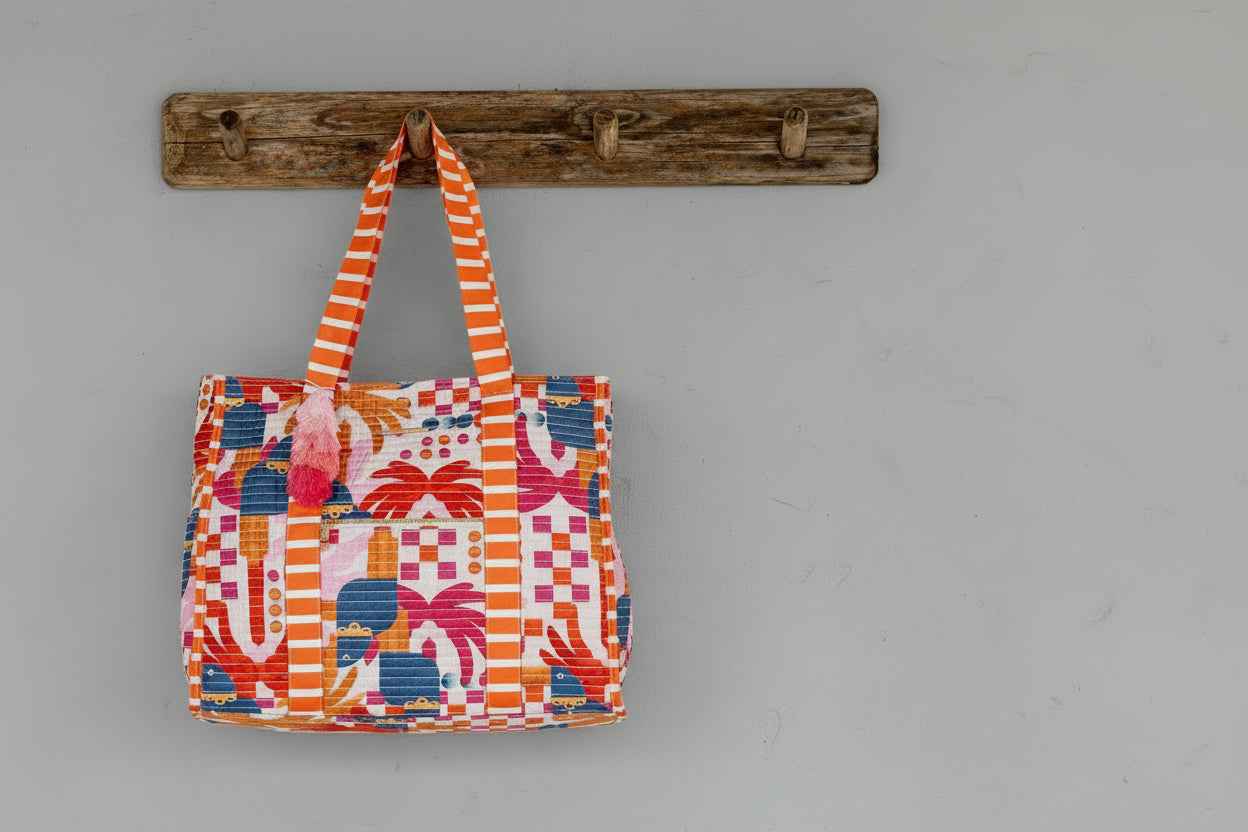 Striped Beach Bag Bahamas - Large Tote for Summer & Travel