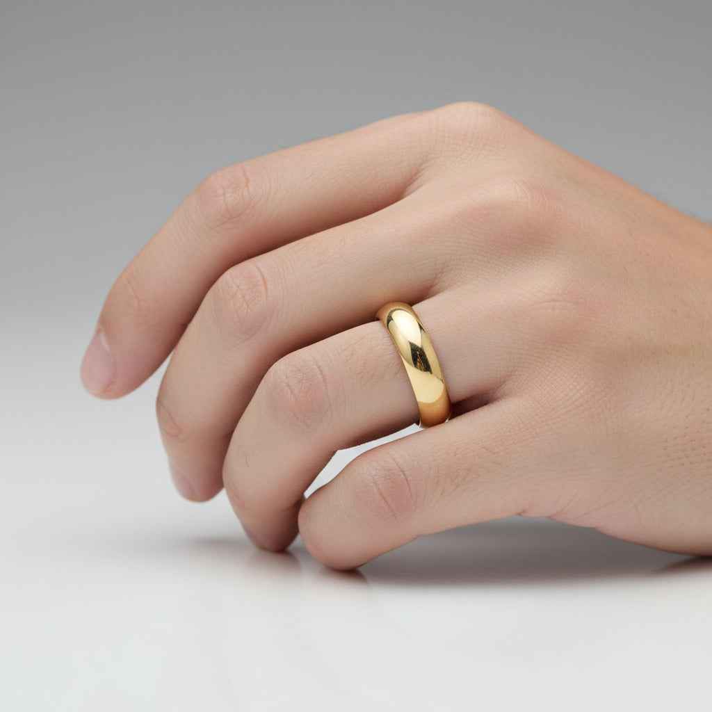 18ct Yellow Gold Plated Men's Band Ring 5mm - USA Made