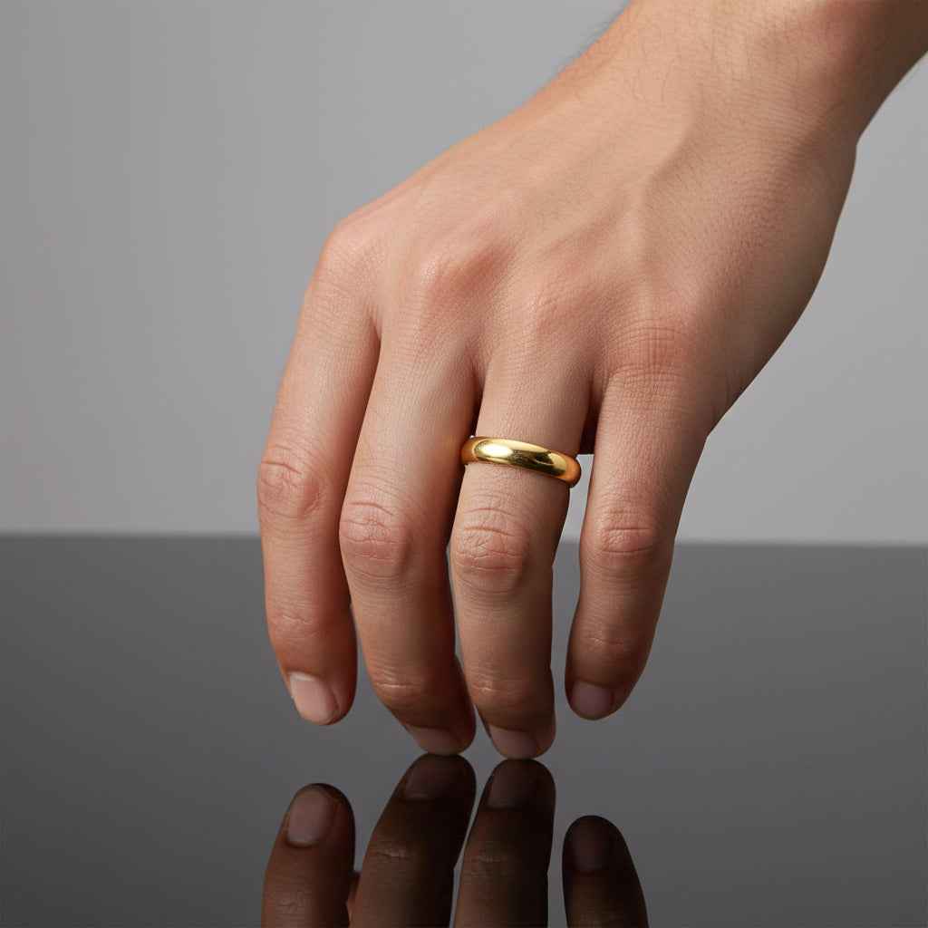 Men's 18ct Yellow Gold Plated Band Ring 4mm - USA Made