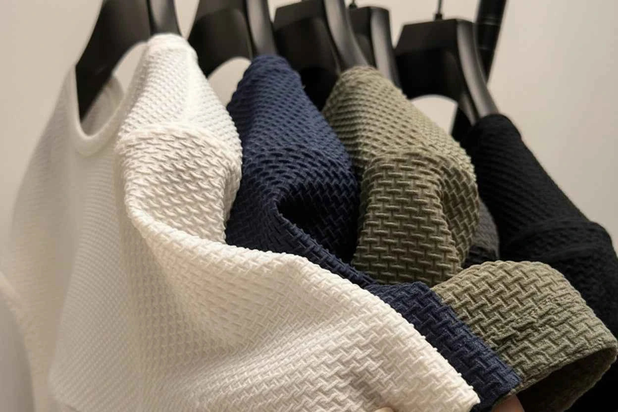 Men's Textured Crew Neck T-Shirt - Casual Summer Top