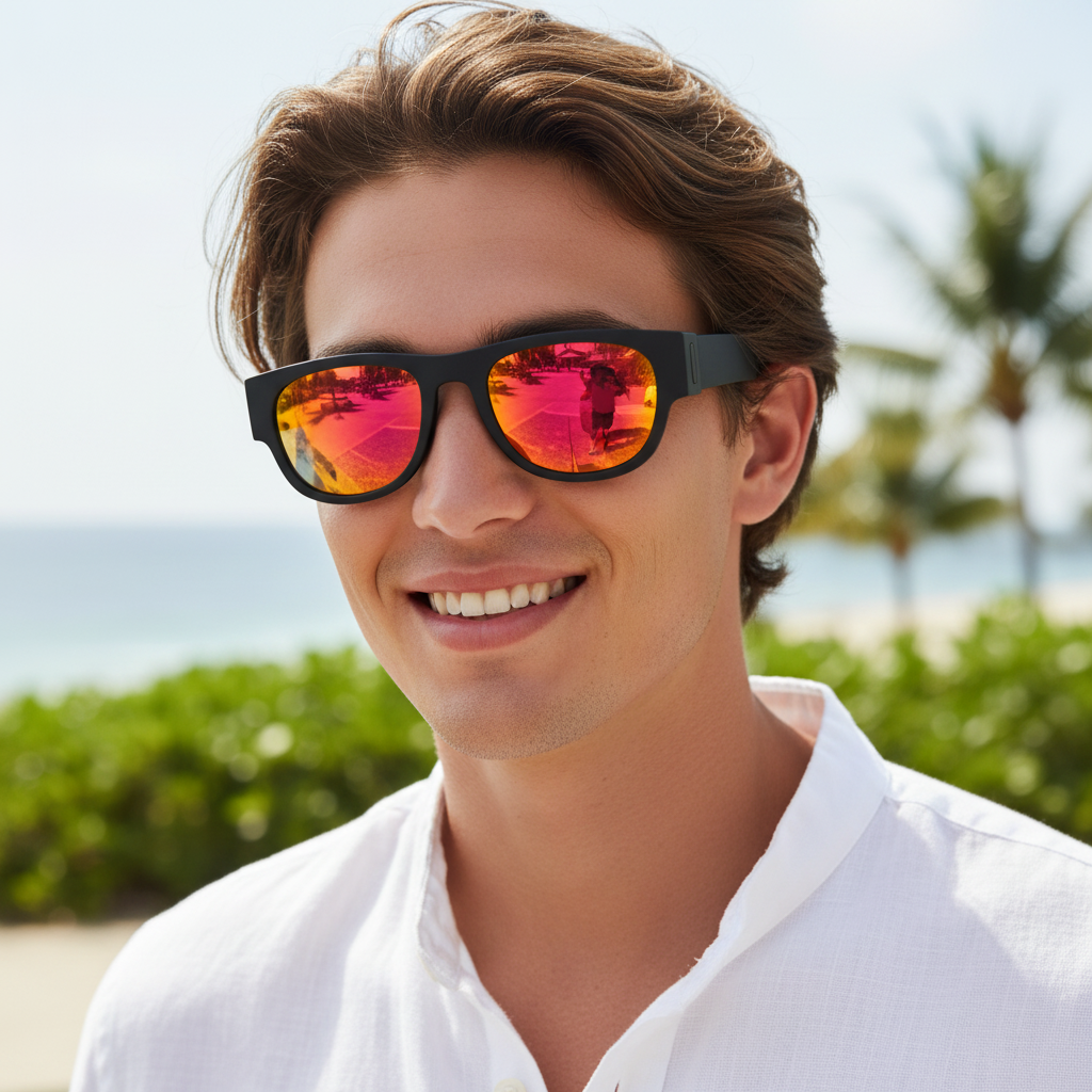 Men's Polarized Folding Sunglasses - Mirrored UV400 Protection