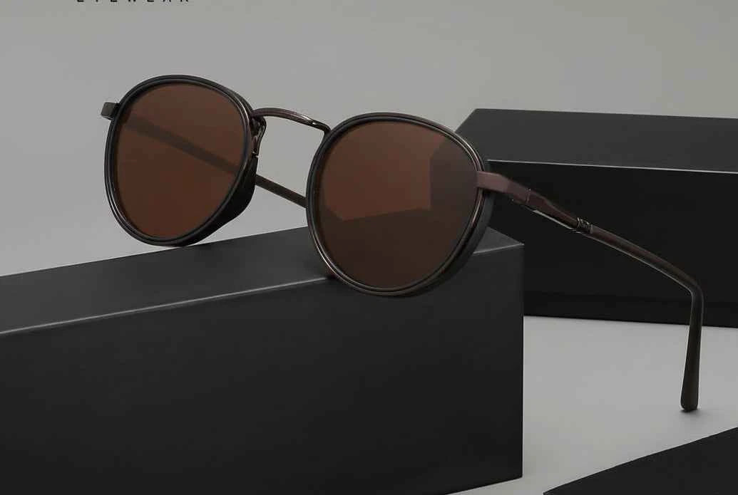 KINGSEVEN Polarized Round Sunglasses - UV400 Protection Retro Eyewear Brown