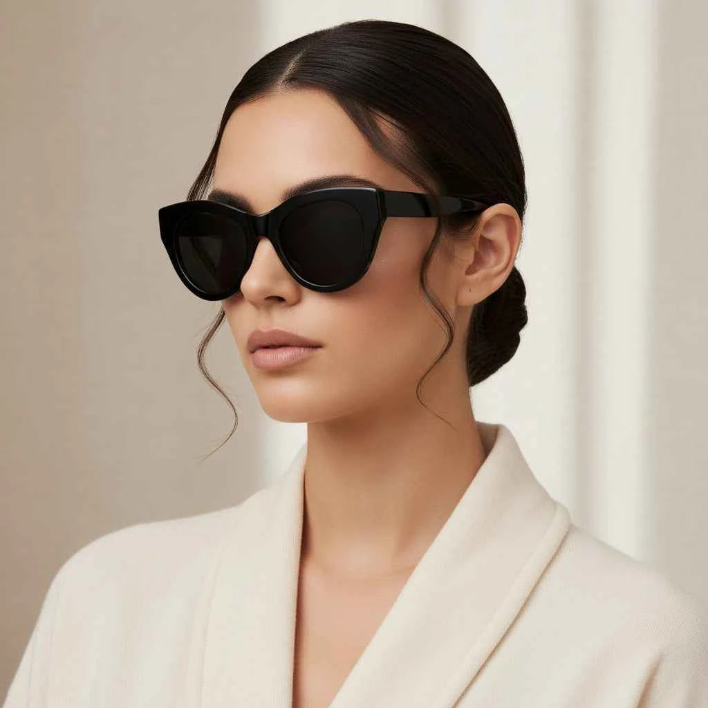 Women's Vintage Square Polarized Sunglasses - UV Protection Acetate Shades 001 Grey Lens