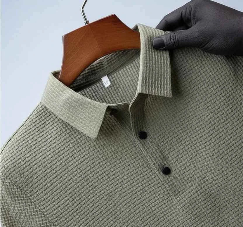 Men's Business Casual Polo Shirt - Breathable Summer Top Khaki