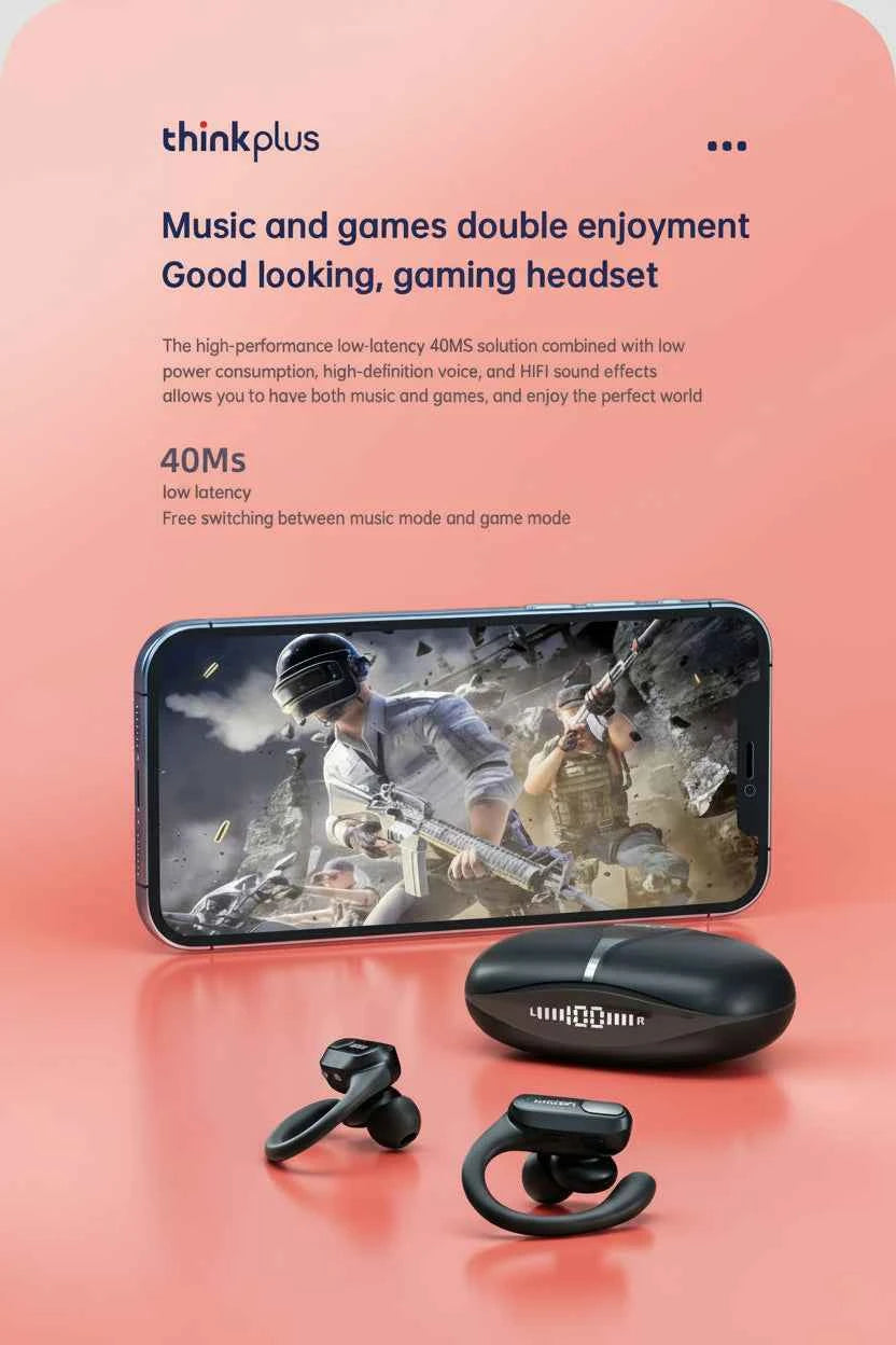 Lenovo XT80 Wireless Earphones - Bluetooth 5.3 Sports Earbuds with LED Display