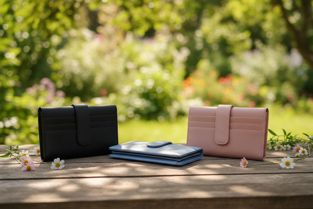 Elegant Women's Leather Trifold Wallet - Long Clutch with Zip Coin Pocket & Card Holder