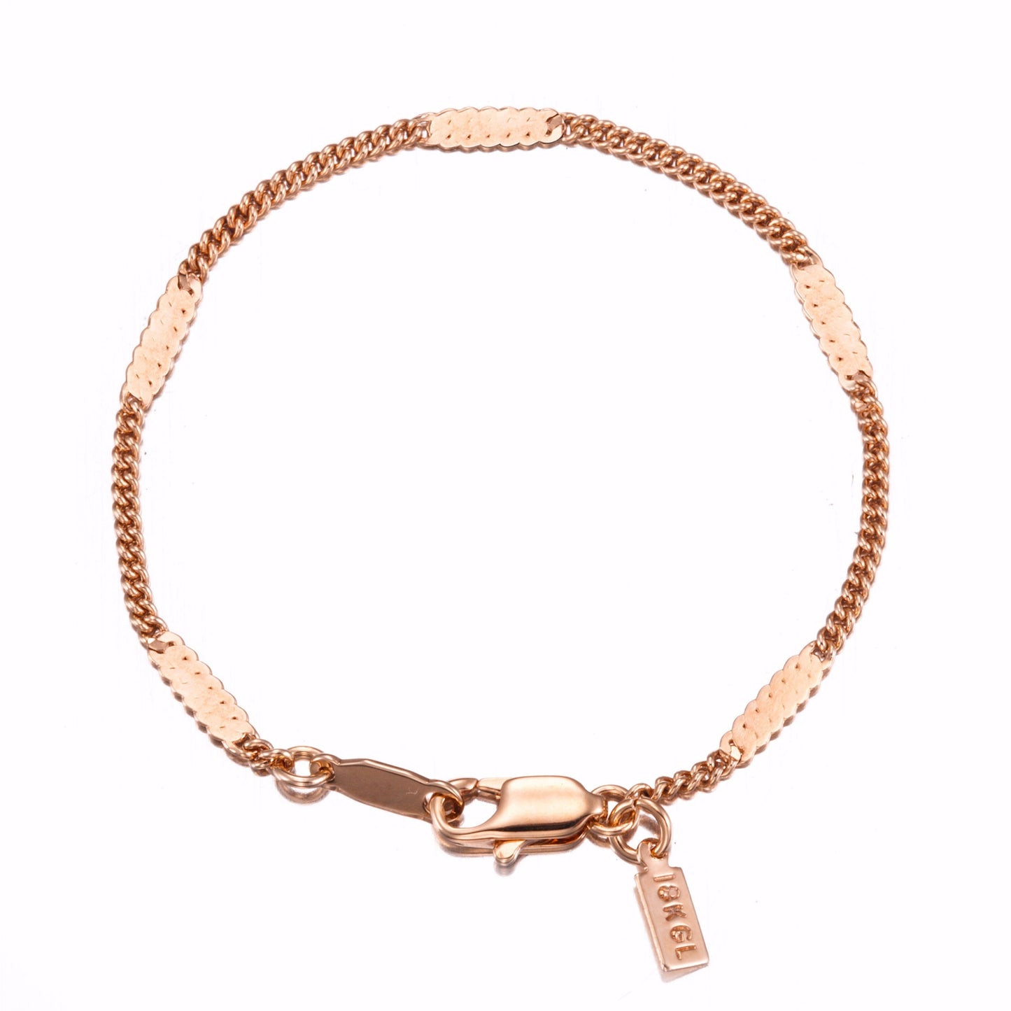 18ct Heavy Rose Gold Plated Saskia Link Child Bracelet with Parrot Clasp - USA Made-2