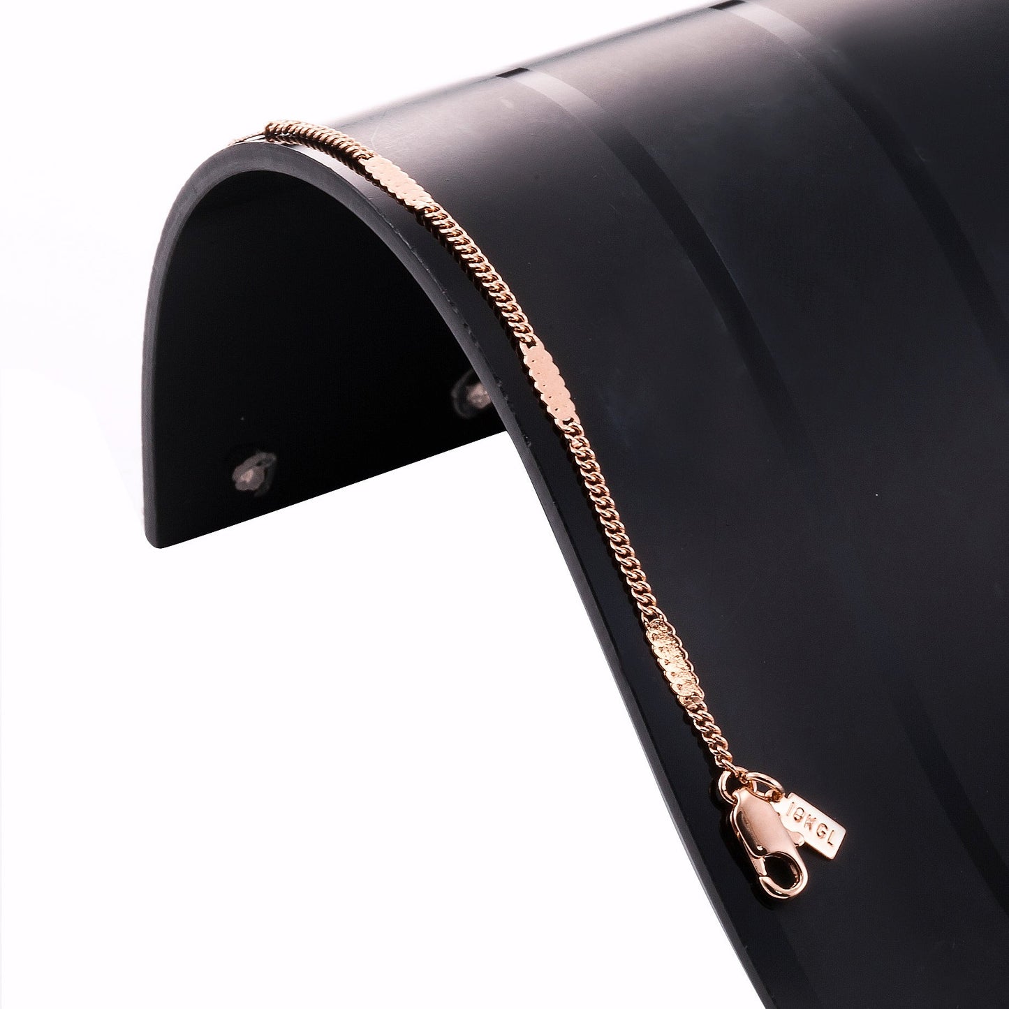 18ct Heavy Rose Gold Plated Saskia Link Child Bracelet with Parrot Clasp - USA Made-1