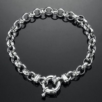 925 Sterling Silver Plated Belcher Chain Bracelet with Bolt Clasp-1