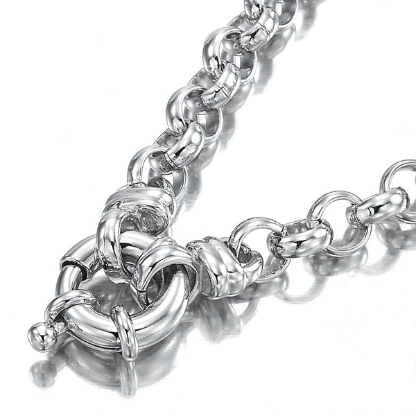 925 Sterling Silver Plated Belcher Chain Bracelet with Bolt Clasp-2