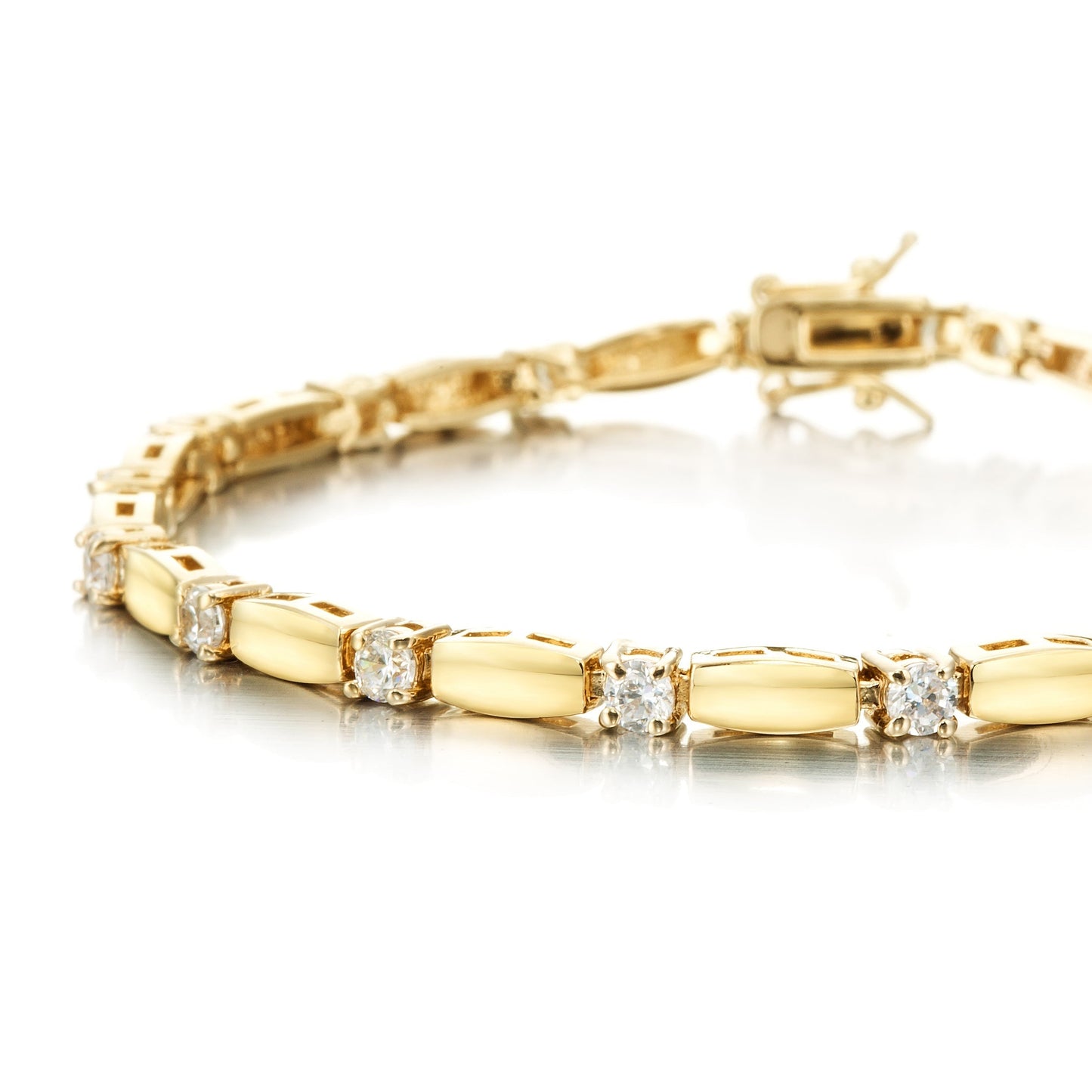 18ct Heavy Yellow Gold Plated Tennis Bracelet Made with SWAROVSKI® Crystals- USA Made-0