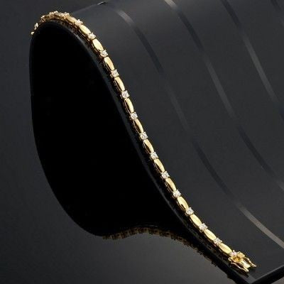 18ct Heavy Yellow Gold Plated Tennis Bracelet Made with SWAROVSKI® Crystals- USA Made-3