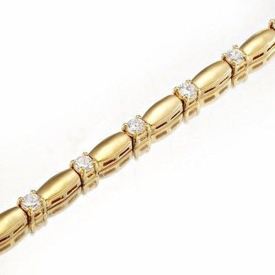 18ct Heavy Yellow Gold Plated Tennis Bracelet Made with SWAROVSKI® Crystals- USA Made-1