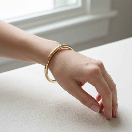 18ct Heavy Yellow Gold Plated Classic Golf Bangle | USA Made | 5mm Width