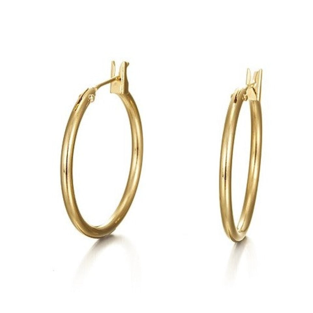 18ct Heavy Yellow Gold Plated Hoop Earrings-0