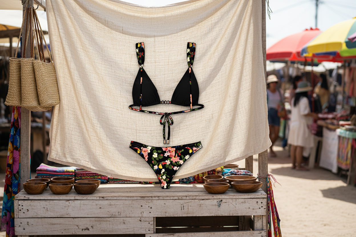 Ruched Bikini Set-Tropical Bliss-1