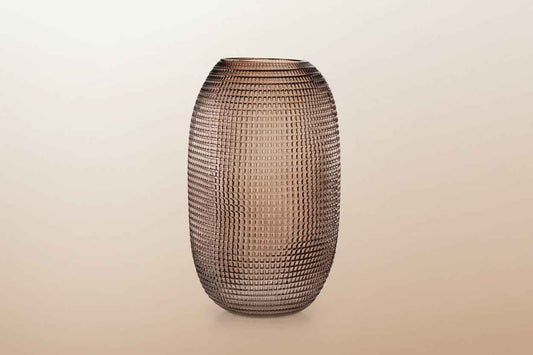 Embossed Glass Vase - Large Coffee Brown Design