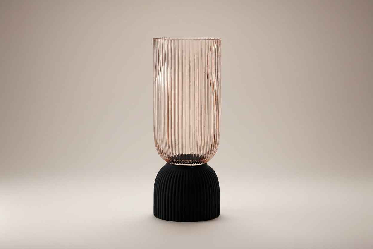 Ribbed Hourglass Vase - Medium - Grey