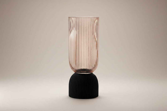 Ribbed Hourglass Vase - Medium - Grey