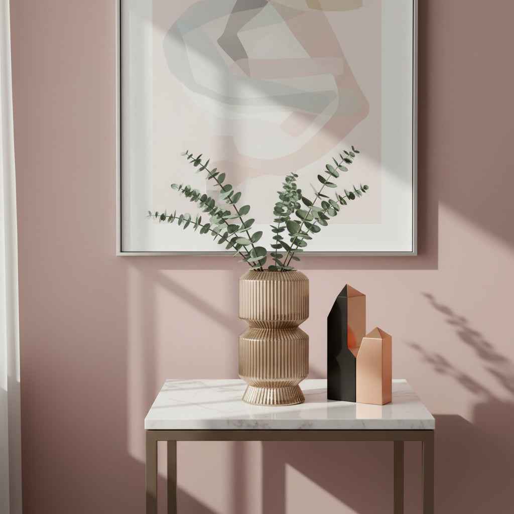 Ribbed Designer Vase - Large Champagne Gold