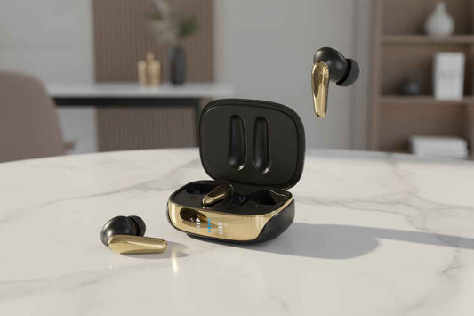 Friendie AIR Focus ANC Wireless Earbuds - Active Noise Cancelling Headphones - Black & Gold