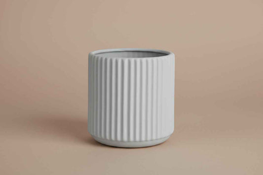 Ribbed Ceramic Vase - Grey Nordic Design Large