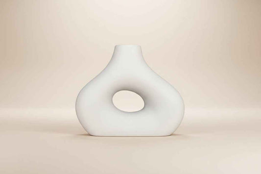Modern Cutout Vase - White Ceramic Nordic Design