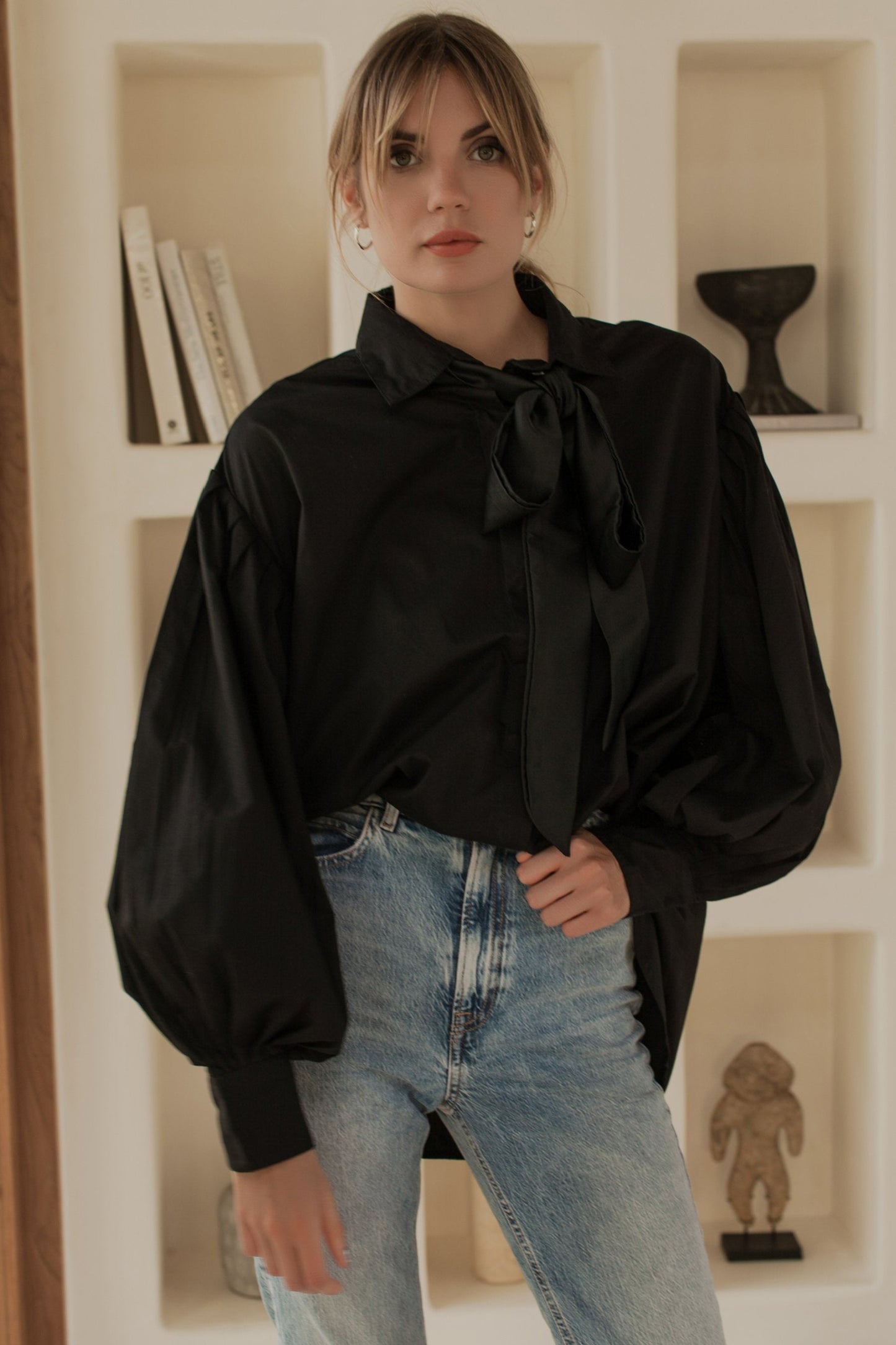 Merci Balloon Sleeve Oversized Shirt-1