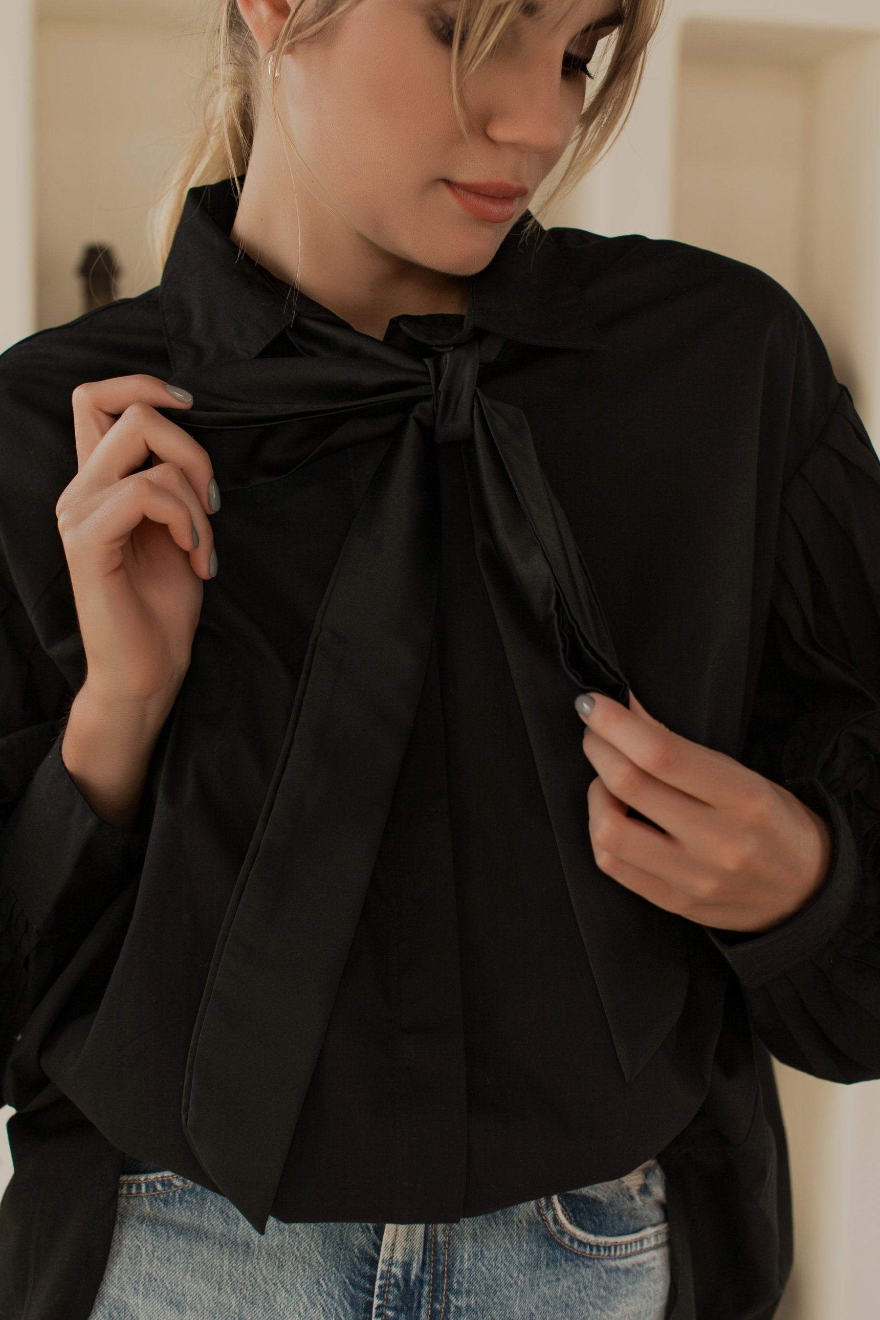 Merci Balloon Sleeve Oversized Shirt-4