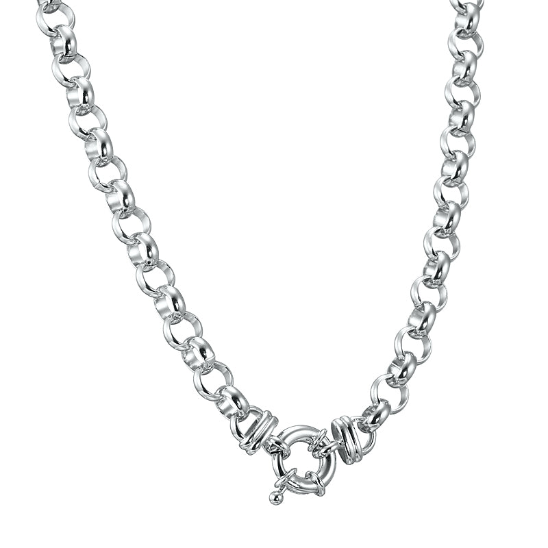 925 Sterling Silver Plated 10mm Belcher Chain Necklace with Bolt Clasp - USA Made-1