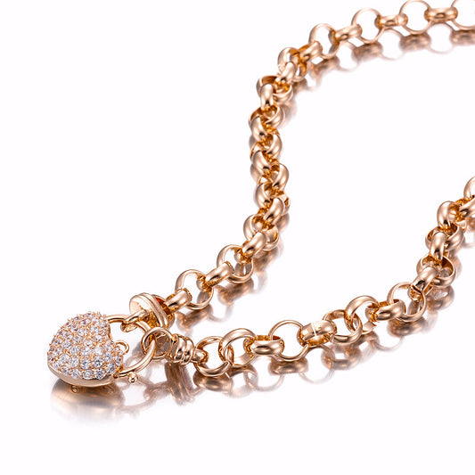 18ct Heavy Rose Gold Plated Belcher Chain Necklace Featuring a Simulated Diamond Locket - USA Made-0
