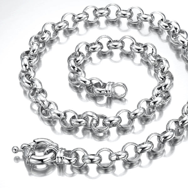 925 Sterling Silver Plated 10mm Belcher Chain Necklace with Bolt Clasp - USA Made-2