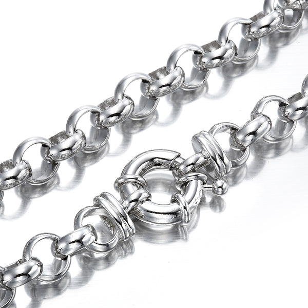 925 Sterling Silver Plated 10mm Belcher Chain Necklace with Bolt Clasp - USA Made-3