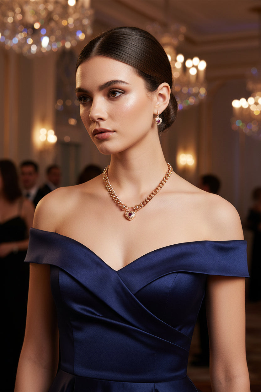 18ct Heavy Rose Gold Plated Euro Chain Necklace with a Filigree Locket Featuring a Simulated Ruby - USA Made-2