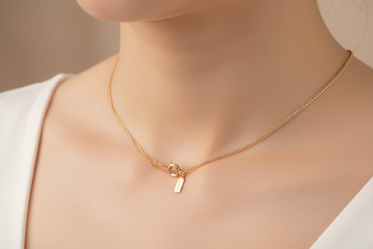 18ct Heavy Rose Gold Plated Fine Plain Chain Necklace - USA Made - Image 1