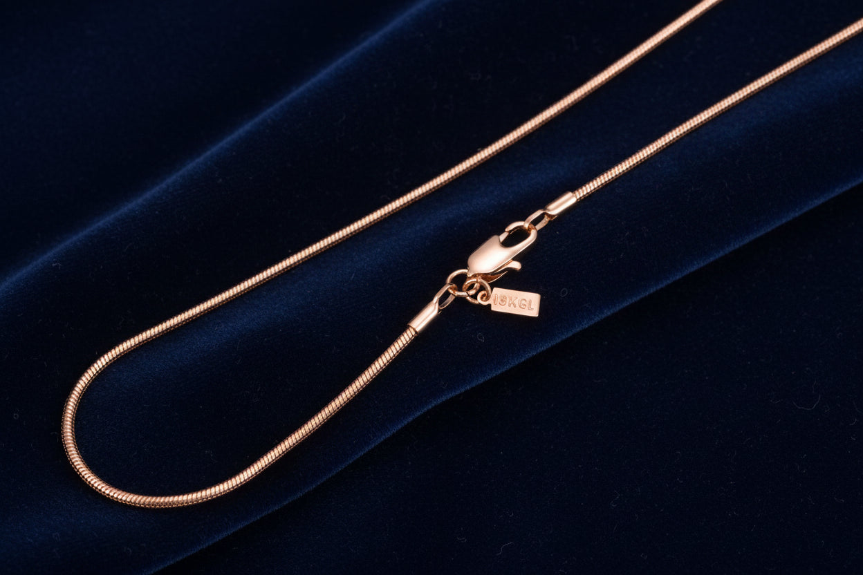 18ct Heavy Rose Gold Plated Snake Chain Necklace - USA Made - Image 2