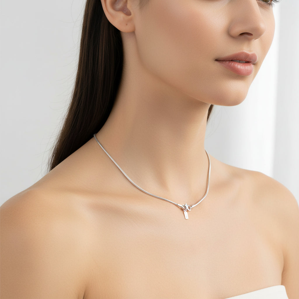 925 Sterling Silver Plated Snake Chain Necklace - USA Made-2