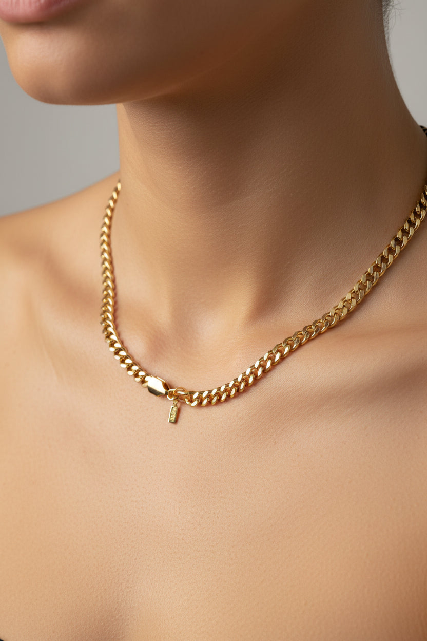 18ct Heavy Yellow Gold Plated Curb Chain Necklace with Lobster Clasp - USA Made-1