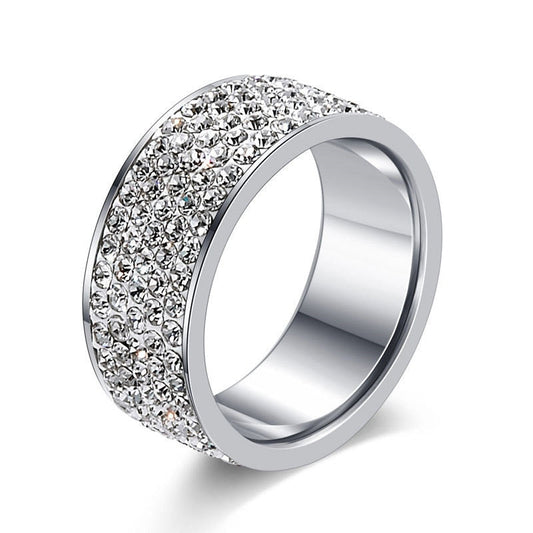 Stunning Simulated Diamond Stainless Steel Band Ring-0