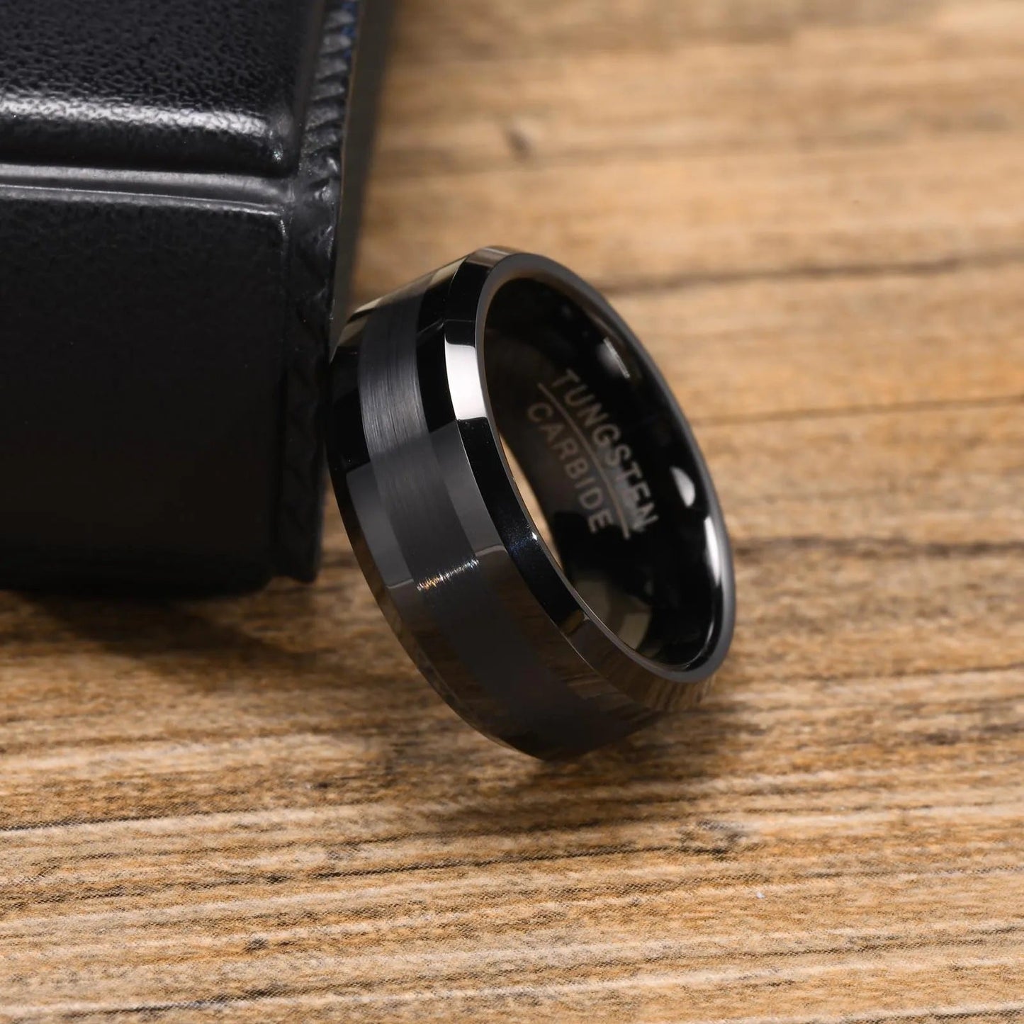 Black Tungsten Carbide Plain Male Wedding Ring-0