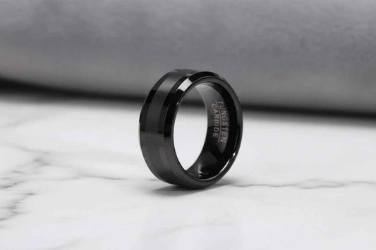 Black Tungsten Carbide Wedding Ring for Men - Plain Band 9