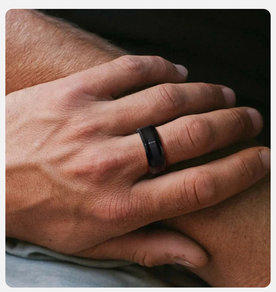 Black Tungsten Carbide Plain Male Wedding Ring-1