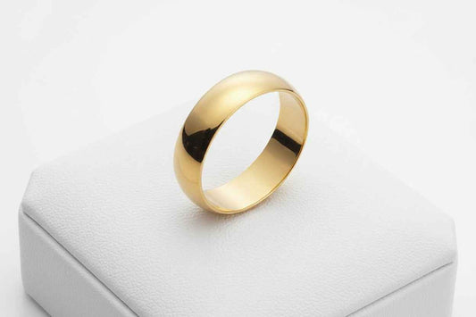18ct Yellow Gold Plated Men's Band Ring 6mm - USA Made