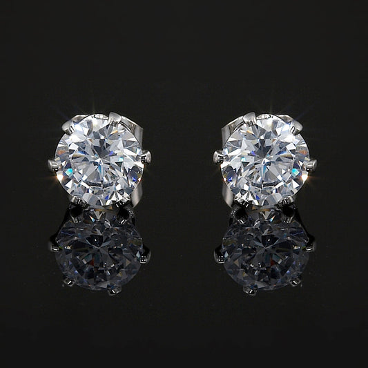 Solid 925 Sterling Silver Stud Earrings Featuring 2 Crystals by Swarovski®-0