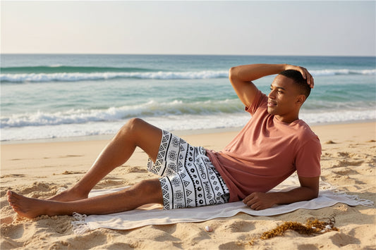 Men's Geometric Print Beach Shorts - 3D Printed Swim Trunks