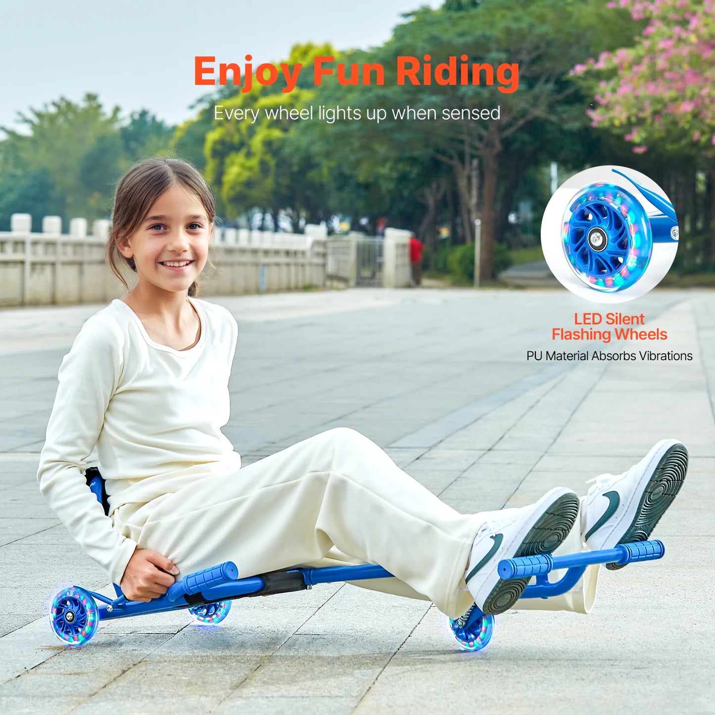 SucceBuy 198lbs Ride on Scooter Swing Side-to-Side Powered by Zig-Zag Motion Sports Games Drifting Toys for Children Gifts - 