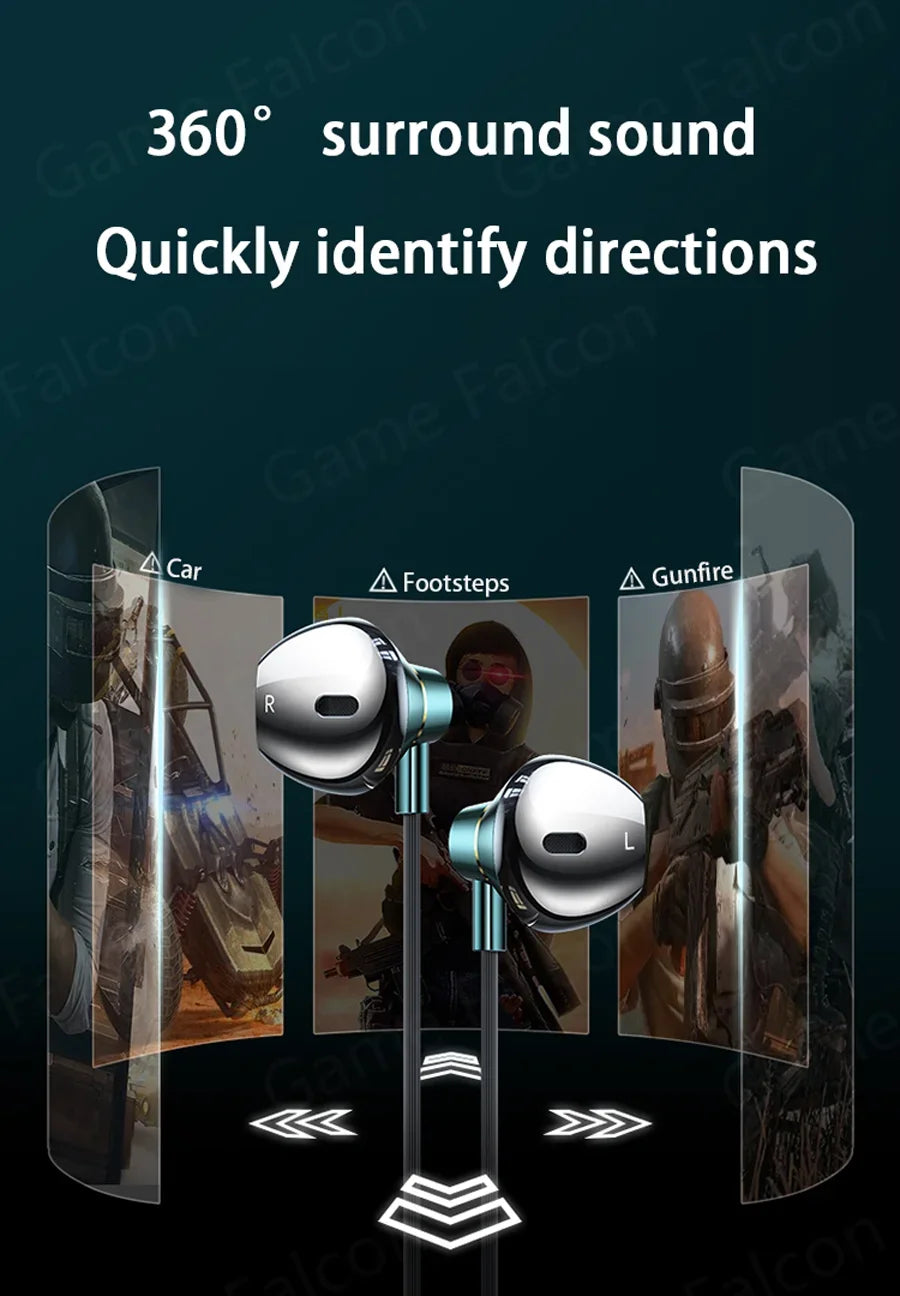 USB Type C Headphone HiFi Bass Stereo Volume Control Mic 3.5mm Wired Earbuds For Galaxy S24 S23 S22 S21 Ultra iPhone 15 Pro M